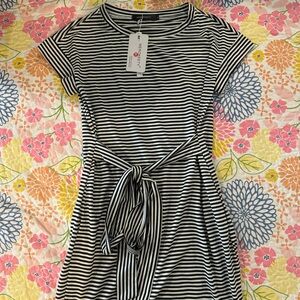NWT small MEROKEETY Women's Summer Striped Short Sleeve TShirt Dress Tie Waist